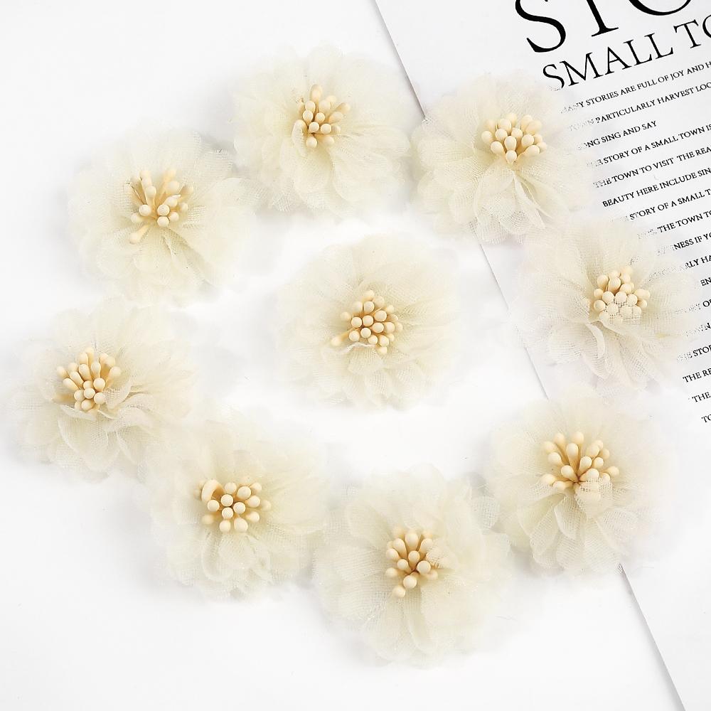 5/10Pcs Chiffon Yarn Artificial Flowers 4CM Fake Flowers for Home Room Decor Garden Wedding Decoration DIY Craft Gifts Accessory