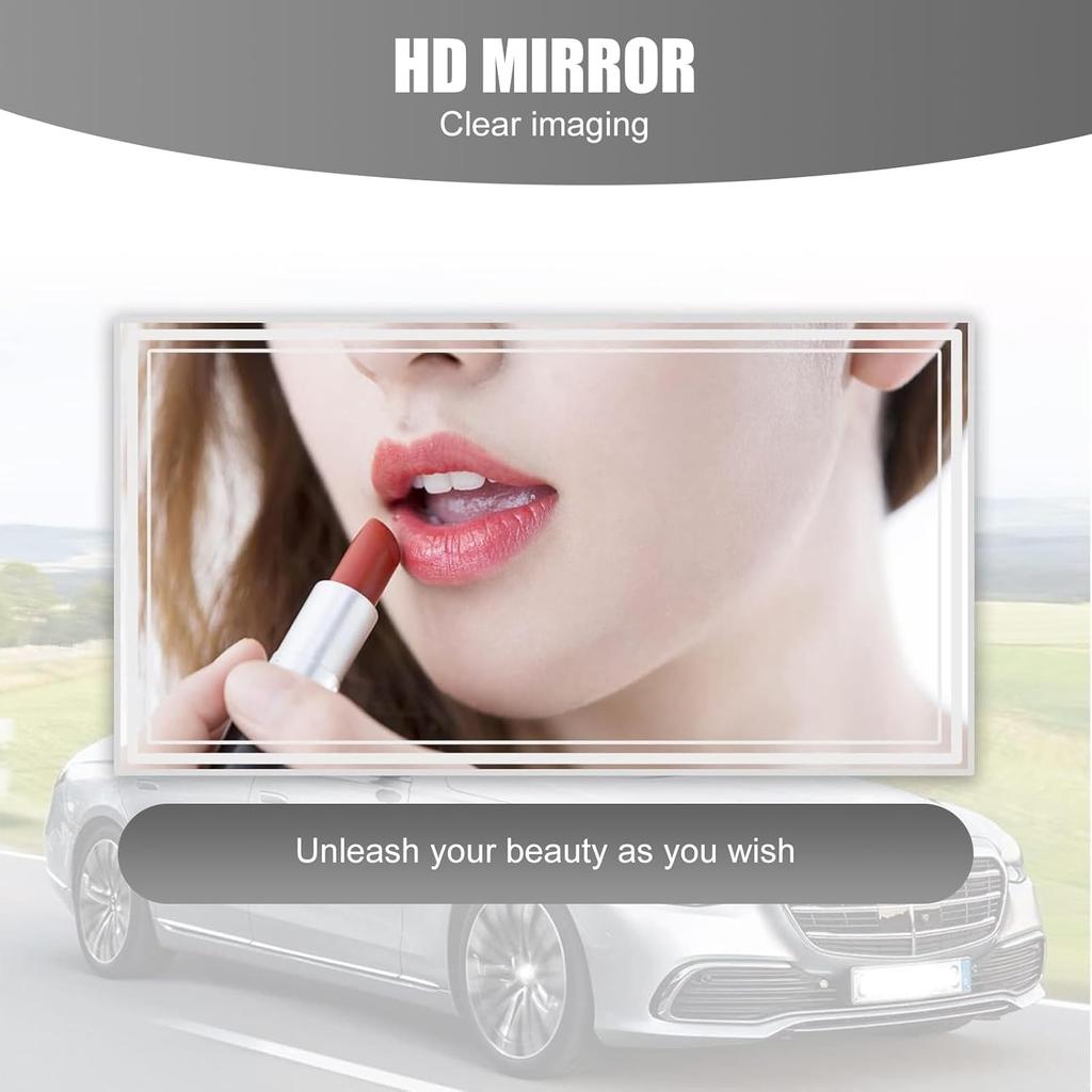 2 PCS Car Sun Visor Mirror, Stick-on High-definition Shatter-proof Stainless Steel Cosmetic Mirror Not Block Line of Sight, Convenient Travel