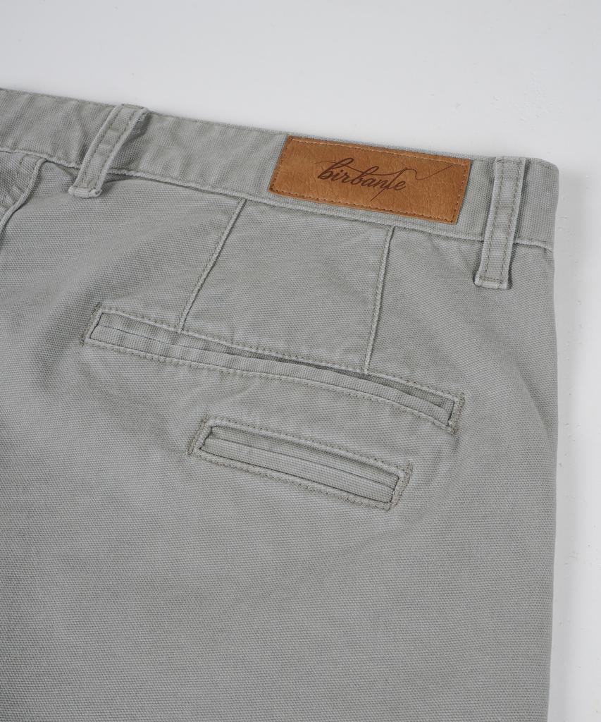 BIRBANTE Garment-Washed Spandex R.C. Fit Chino Pants - Light Gray