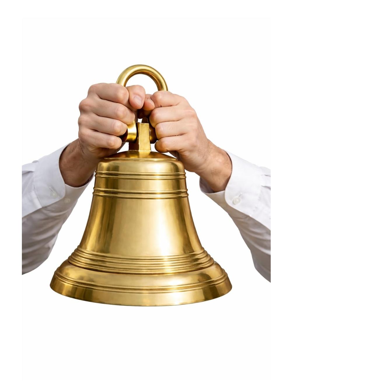 

Handcrafted Bell 16 Inch Diameter 22 Inch Height Loud Clear Sound 46 × 41 × 41 cm золотий