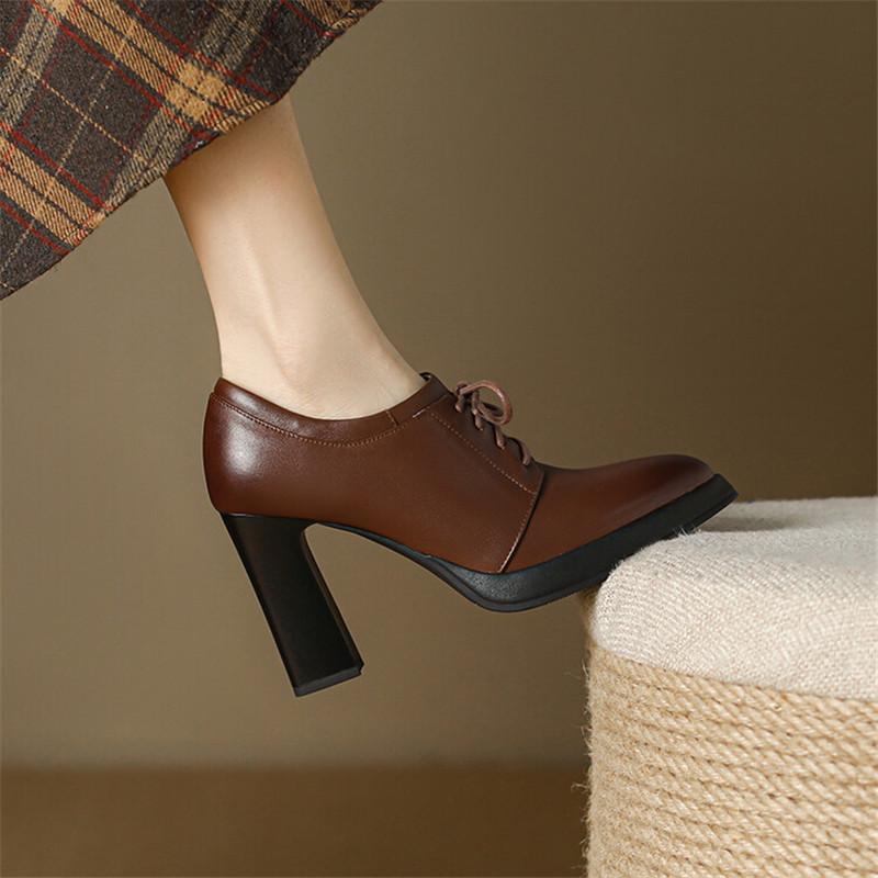 Fashion New Spring Genuine Leather Women Shoes Pointed Toe Women Pumps Shoes for Women High Heels Zapatos Mujer Loafers Ladies Shoes