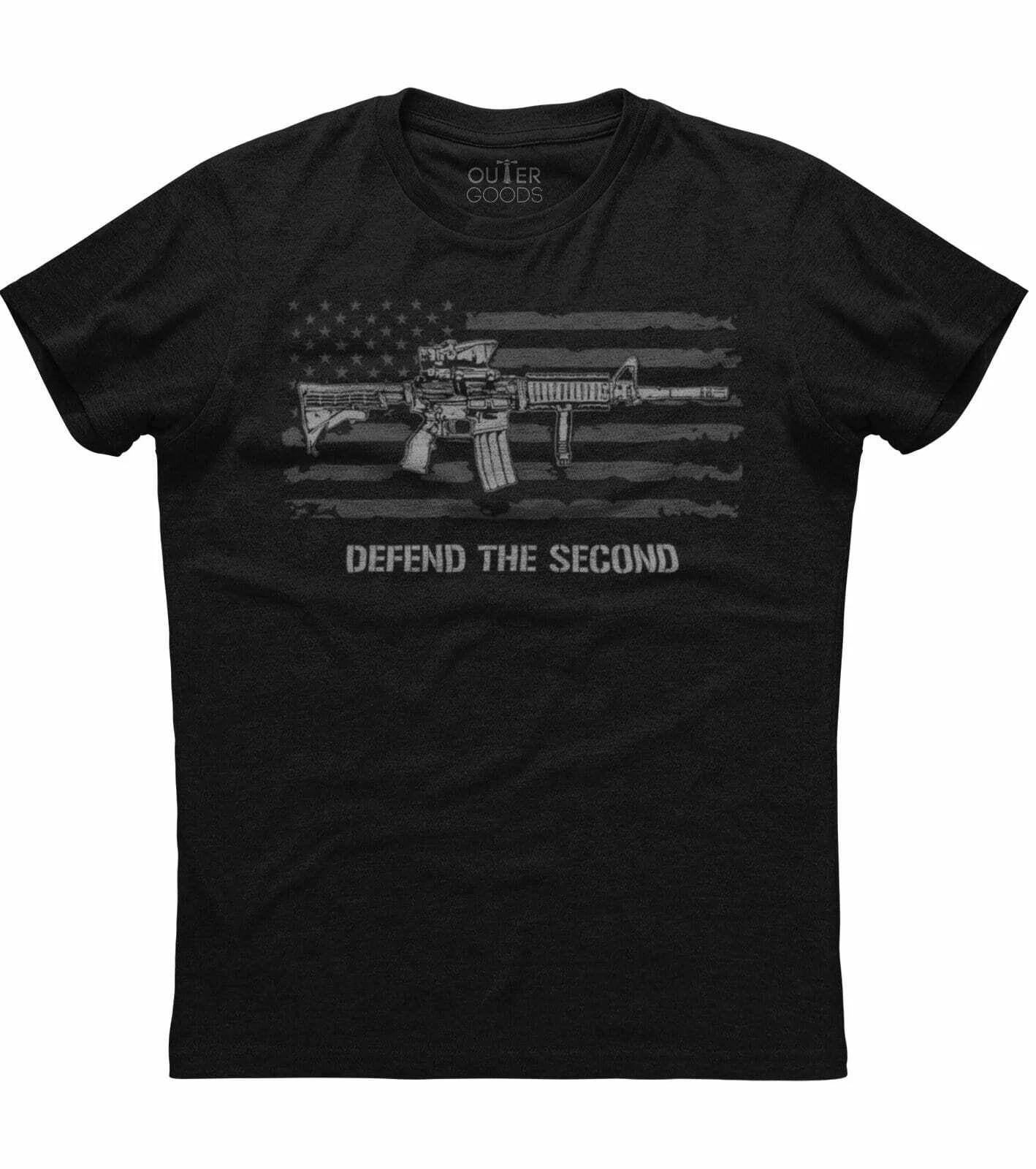 Mens American Flag Defend The Second Gun Rights Pro-Gun Patriotic T-shirt USA US S