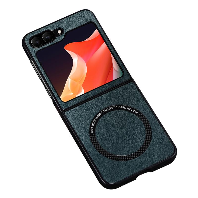 

Магнитный чехол для Samsung Galaxy Z Flip5 5G, совместимый с Magsafe, с покрытием из ПУ кожи и поликарбоната Green
