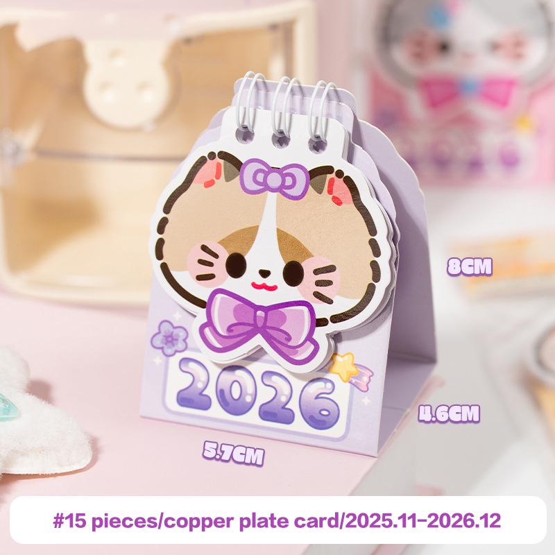 

Mini Portable 2026 Desk Calendar Kawaii Cat Shape Coil Calendar Book Cute Daily Planner Organizer Time Management Back To School A6