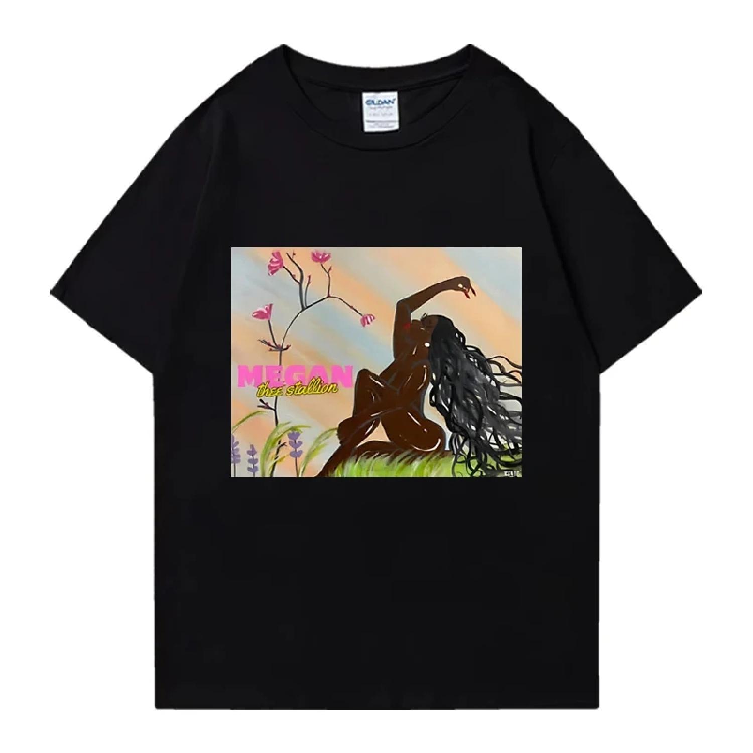 

Hot rapper Megan thee stallion painting T shirt Men Women vintage Hip Hop streetwear Unisex 100% Cotton short sleeve T-shirts XXXXXL різнокольоровий