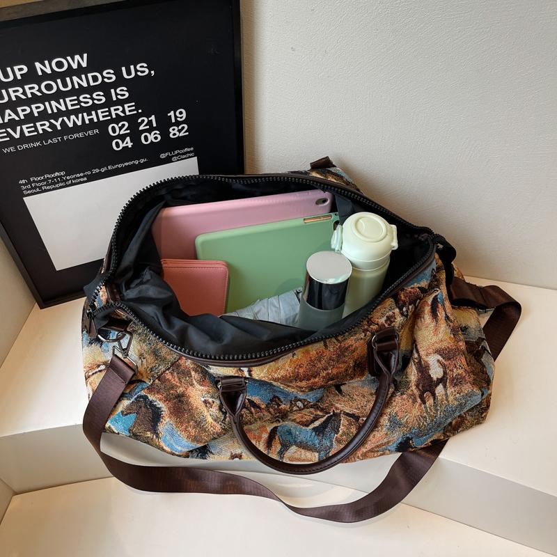 Printed Hand-Held Travel Luggage Storage Bag Large Capacity Waterproof Outdoor Sports Gym Bag for Couples