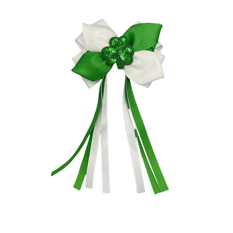 European Saint Patrick's Day Shamrock Bow Hair Clip for Girls