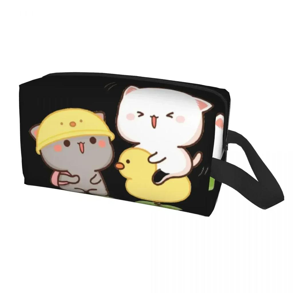 Peach And Goma Travel Cosmetic Bag for Women Kawaii Makeup Toiletry Organizer Lady Beauty Storage Dopp Kit