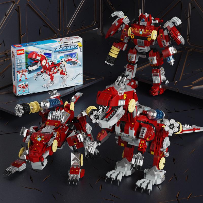 LeWan 60035 Transformable Tyrannosaurus Rex Mecha Building Blocks: 3-in-1 Mechanical Dinosaur Toy As per packaging