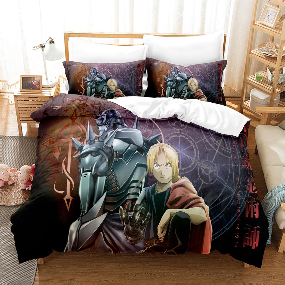 Anime FULLMETAL ALCHEMIST Sängkläder Påslakanset med örngott Twin Full Queen King Sängkläder Sänglinne Hemtextilier