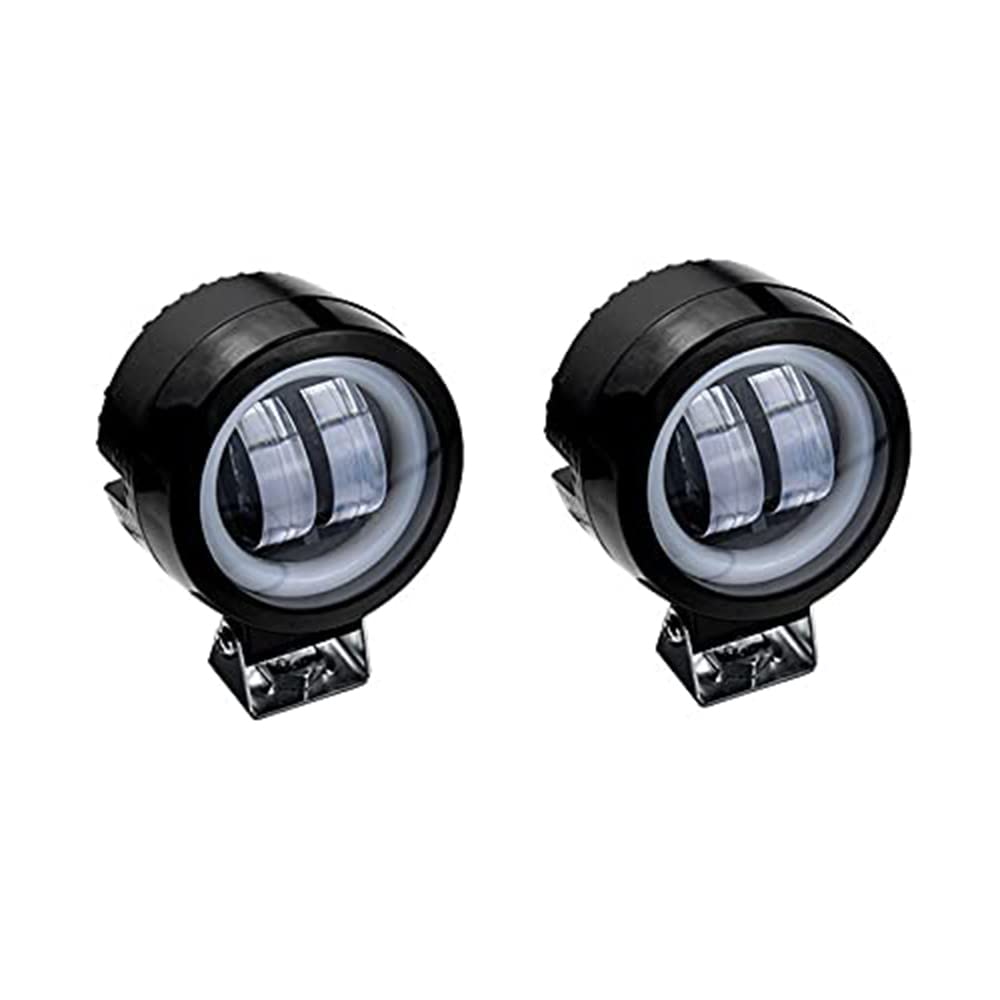 

YUANYE 2Pcs Small Round 20W LED Work Lights with Aperture and Angel Eyes for Harley Honda Suzuki Kawasaki Motorcycles, Off-Road Vehicles