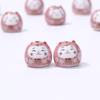 Ceramic Lucky Cat DIY Bracelet Pendant - Vertical Hole Beaded Charm Daruma Cat Accessories