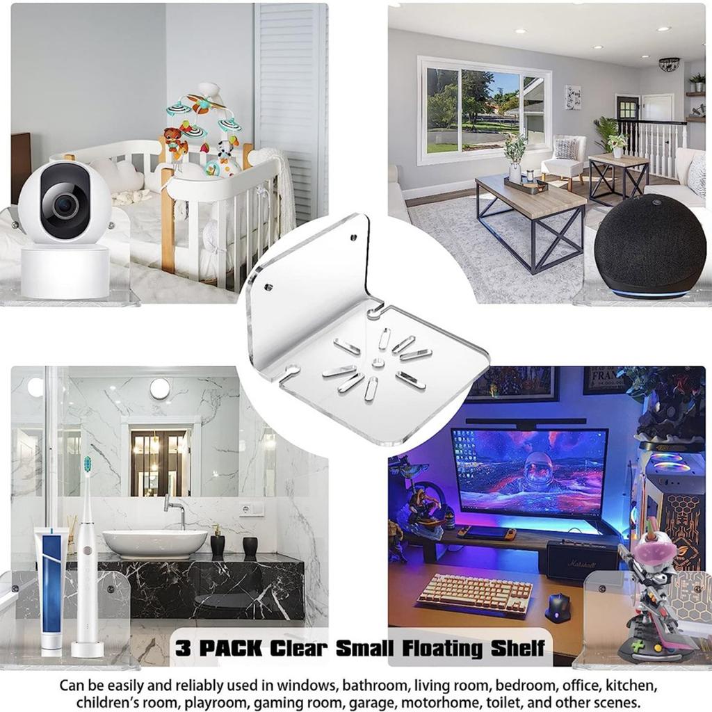 Modern Acrylic Wall Shelf Functional Acrylic Speaker Wall Mount Easy Mounting Stylish Design with Clear Sticker