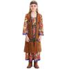 Kinder Mädchen Retro 70er Hippie Disco Sängerin Tänzerin Primitiver Stamm Blumenkleid Weste Set Land Halloween Cosplay Kostüme Outfit