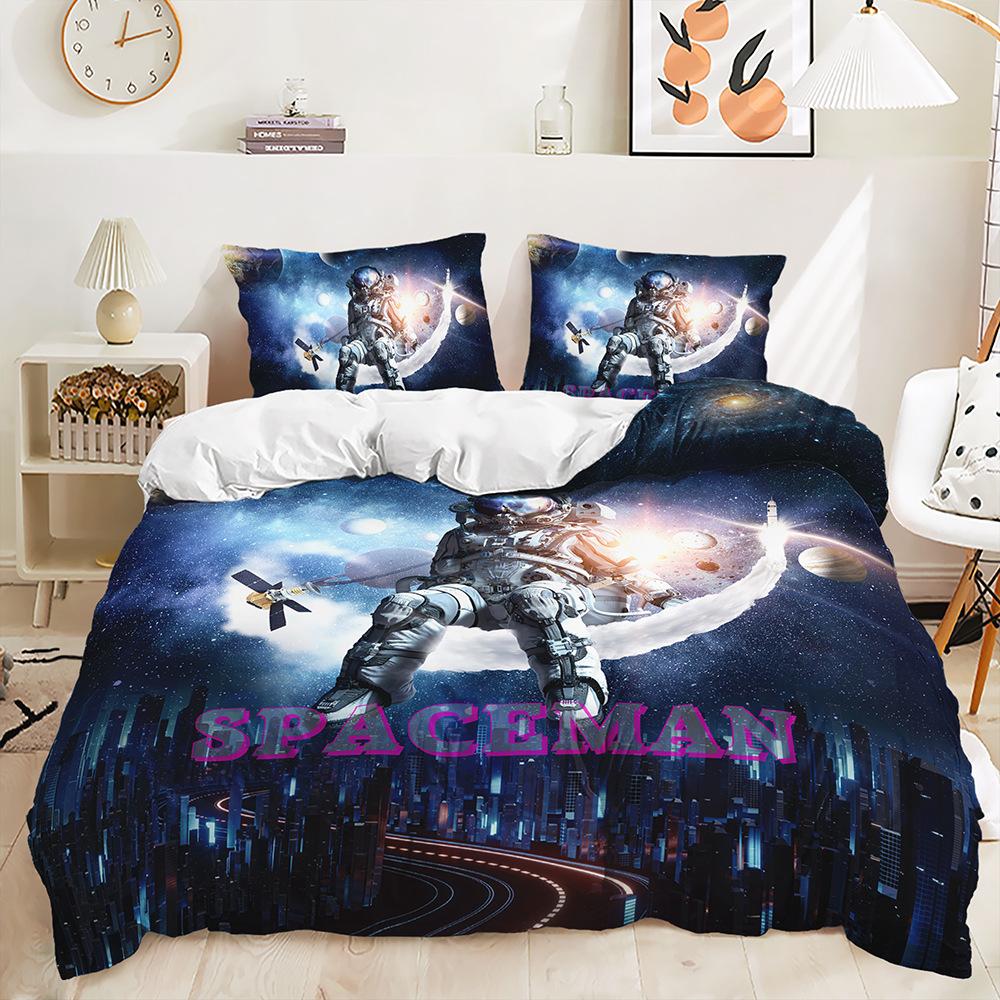 3D Planet Bedding Set for Boys' Room Duvet Cover Pillow Case 2/3 Pieces for Space Fans Room Soft Home Textile Children's Room Home Decoration