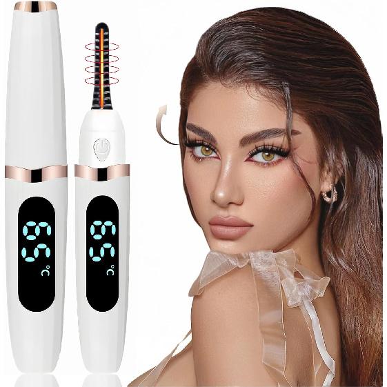 Heated Eyelash Curler, Heated Lash Curler with Led Display Electric Eye Lash Curler 3 Temp Settings for Makeup Tools for Achieving A Natural Curl and