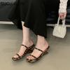 Fashion SUOJIALUN 2025 Summer New Brand Women Slipper Fashion Narrow Band Ladies Elegant Slides Shoes High Wedge Heel Outdoor Dress Sand