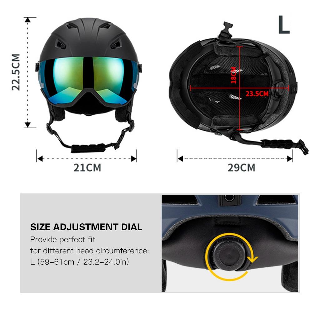 LIXADA Integrated Ski Helmet Men and Women Snowboard Helmet with Removable Visor Goggles Men and Women ‘s Snowboard Wear