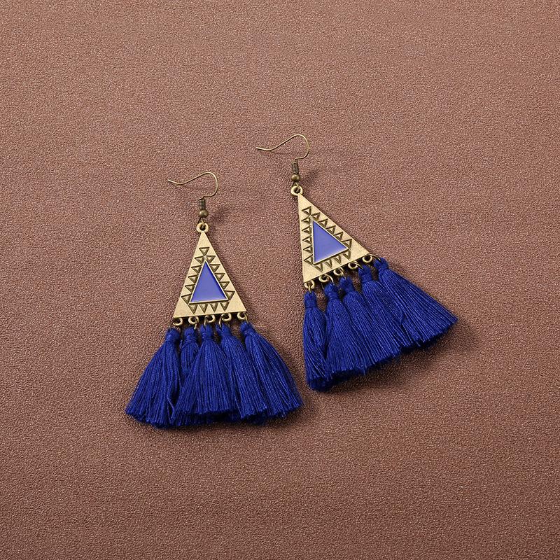 Handmade Retro Bohemian Ethnic Tassel Earrings for Women, Long Thai Style
