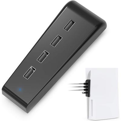 4 Ports USB Hub, High-Speed Data Transfer, Fast Charging Port for Dual Sense Controller, Splitter Expander for PS5 Disc&Digital Edition