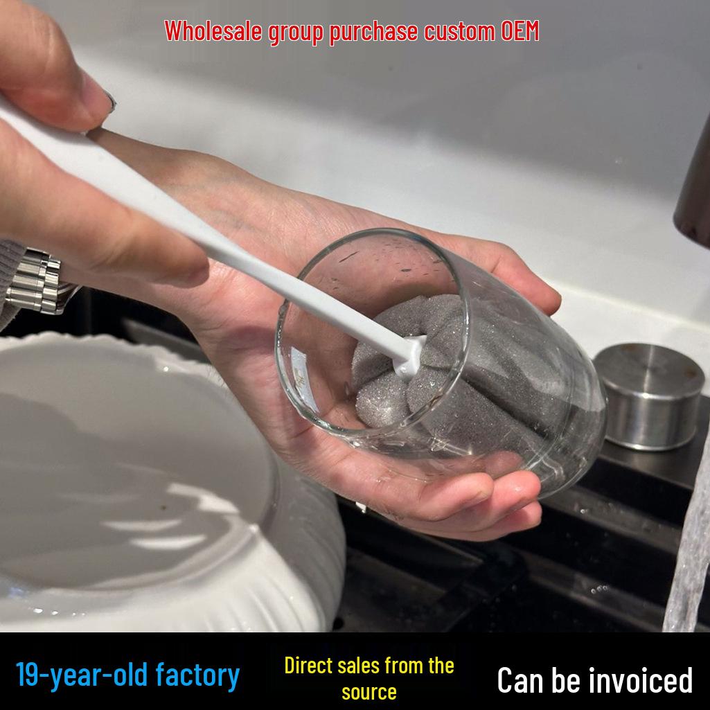 Long Handle Sponge Brush for Baby Bottles & Cups - Efficient No Dead Angle Cleaner for Tea Stains