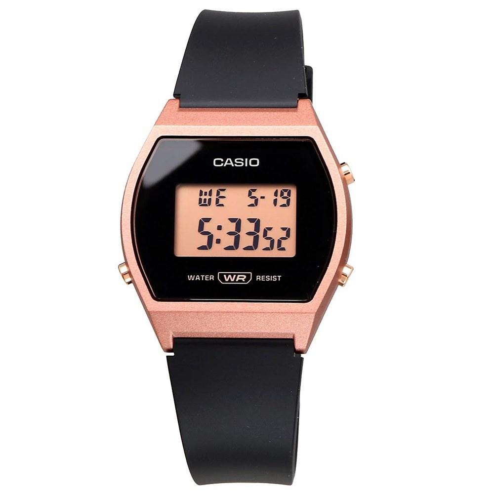 Casio Standard Digital Ladies Wristwatch LW-204-1A Black Rose Gold International Model