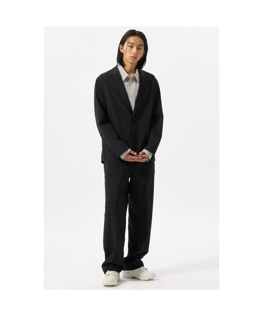 Customellow Navy Relaxed Fit Striped Setup Jacket Cwjam25423Nyd