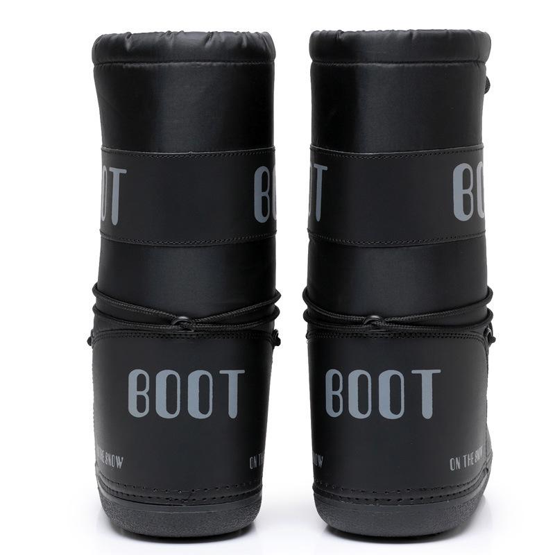 Y025 Trendy 2025 Winter Skiing Space Boots: Stylish Round Toe, Mid-Calf Women's Snow Boots, Thickened Moon Shoes.