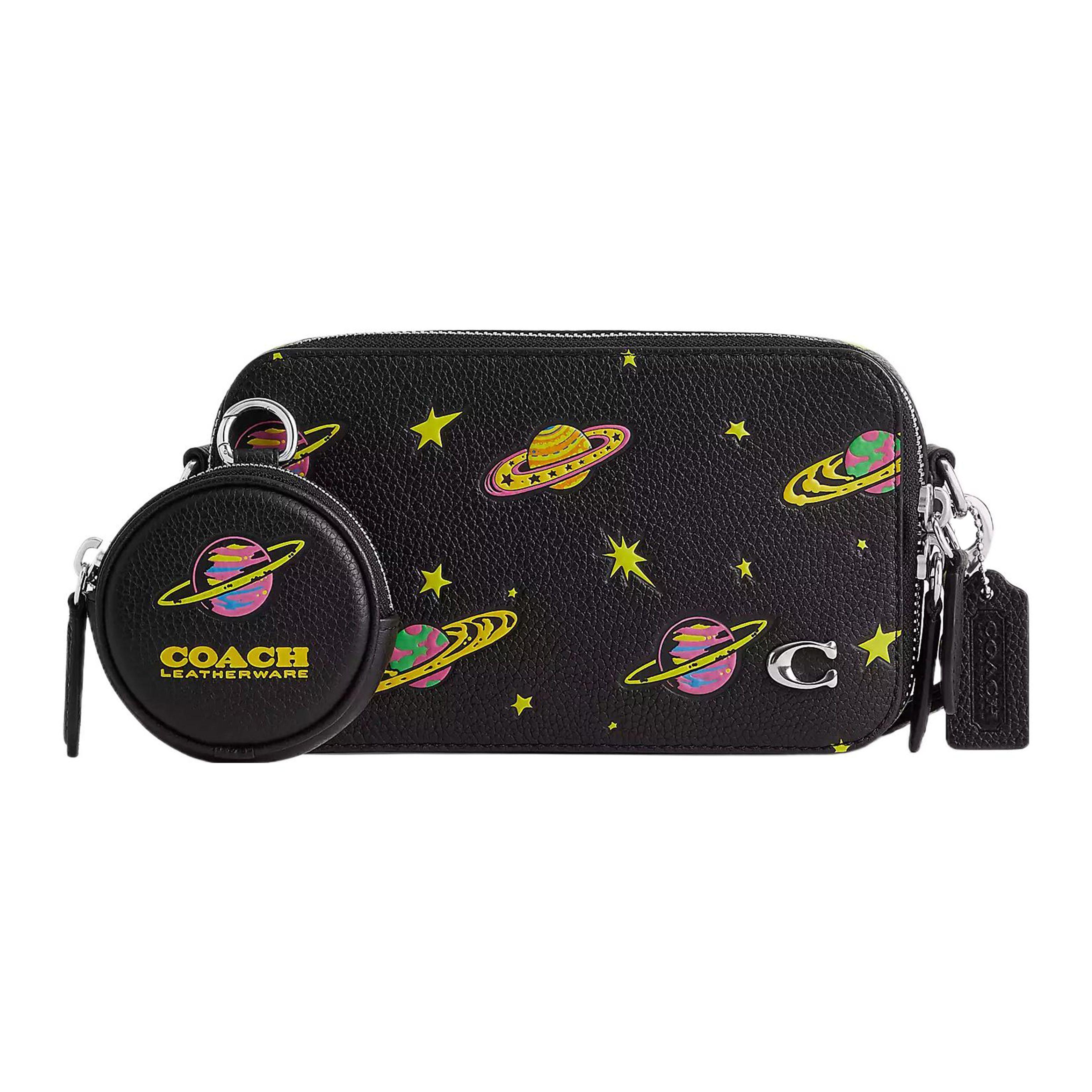 

Coach Charter 19 Cute New Ball Print Solid Color Zipper Pebble Leather Shoulder Crossbody Bag Small Women Bags Black CN622-BLC Basic Set (Bag+Dust Bag)