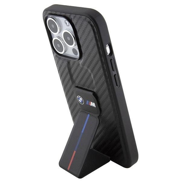 BMW Bmhcp15Lgspcck iPhone 15 Pro 6.1 Schwarz/Black Hartschalen-Case Griffständer Glatt & Carbon