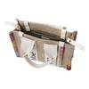 Borsa a Tote Chloe Woody con Stampa Logo Signature, Nastro di Raso, Tela di Lino e Pelle di Vitello, Borse Tote da Donna, Bianco CHC22-AS397H74-101