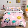 Space-themed doodles on pink background Duvet Cover Set Digital Print Polyester Bedding with Zipper Closur for kids gifts