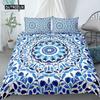 Mandala Duvet Cover Set King Polyester Tie Dye Paisley Quilt Cover Purple Boho Hippie Trippy Floral Exotic Style Bedding Set