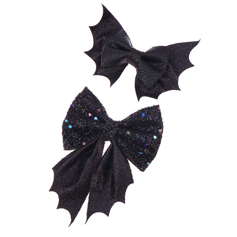 Classical Halloween Festival Girl'S Chunky Leather Bat Hair Bow Clip Wholesale Diy Hair Accessories Headwear Barrette