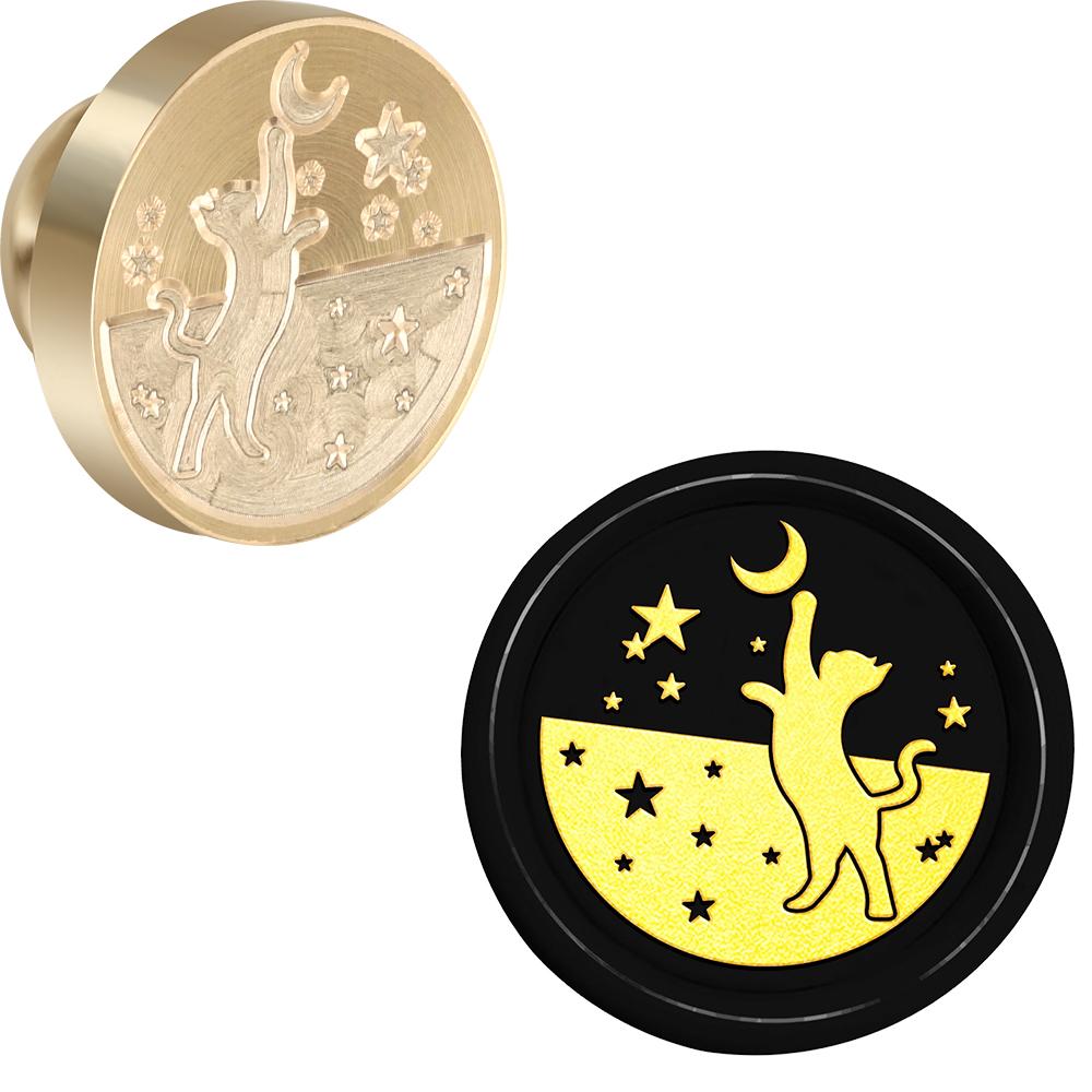 Cat Collection Wax Seal Stamp Cute Animals Retro Sealing Wax Stamp Removable Brass Head for Envelope Card Package Decoration