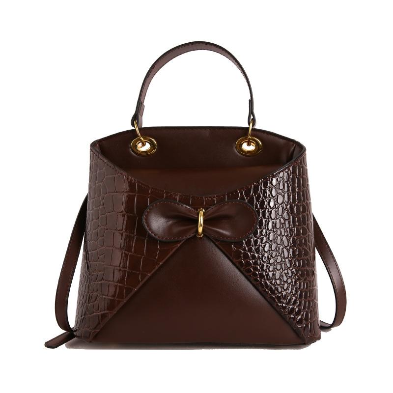 Small-scale Design Handbag - Crocodile-pattern Bucket Bag - Elegant Commuter Single-shoulder Crossbody Bag