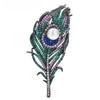 Peacock Feather Brooch for Women Unisex Rhinestone Pearl Banquet Party Badge Pins Gifts