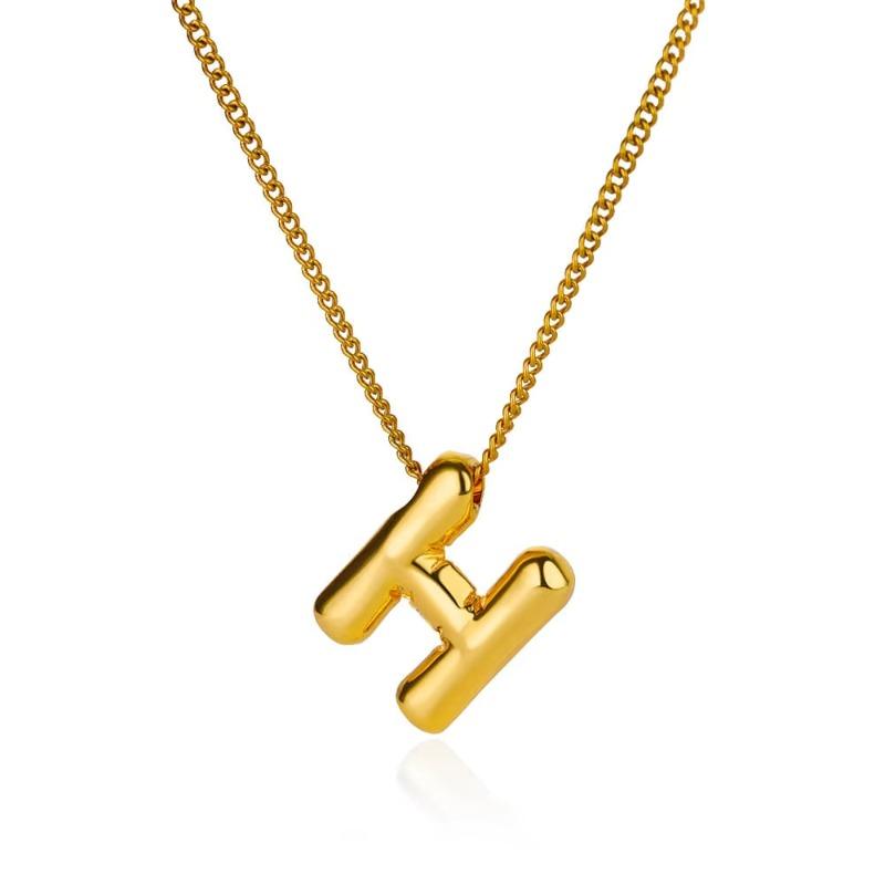 Fashion bubble font chubby English letters pendant necklace niche temperament collarbone chain