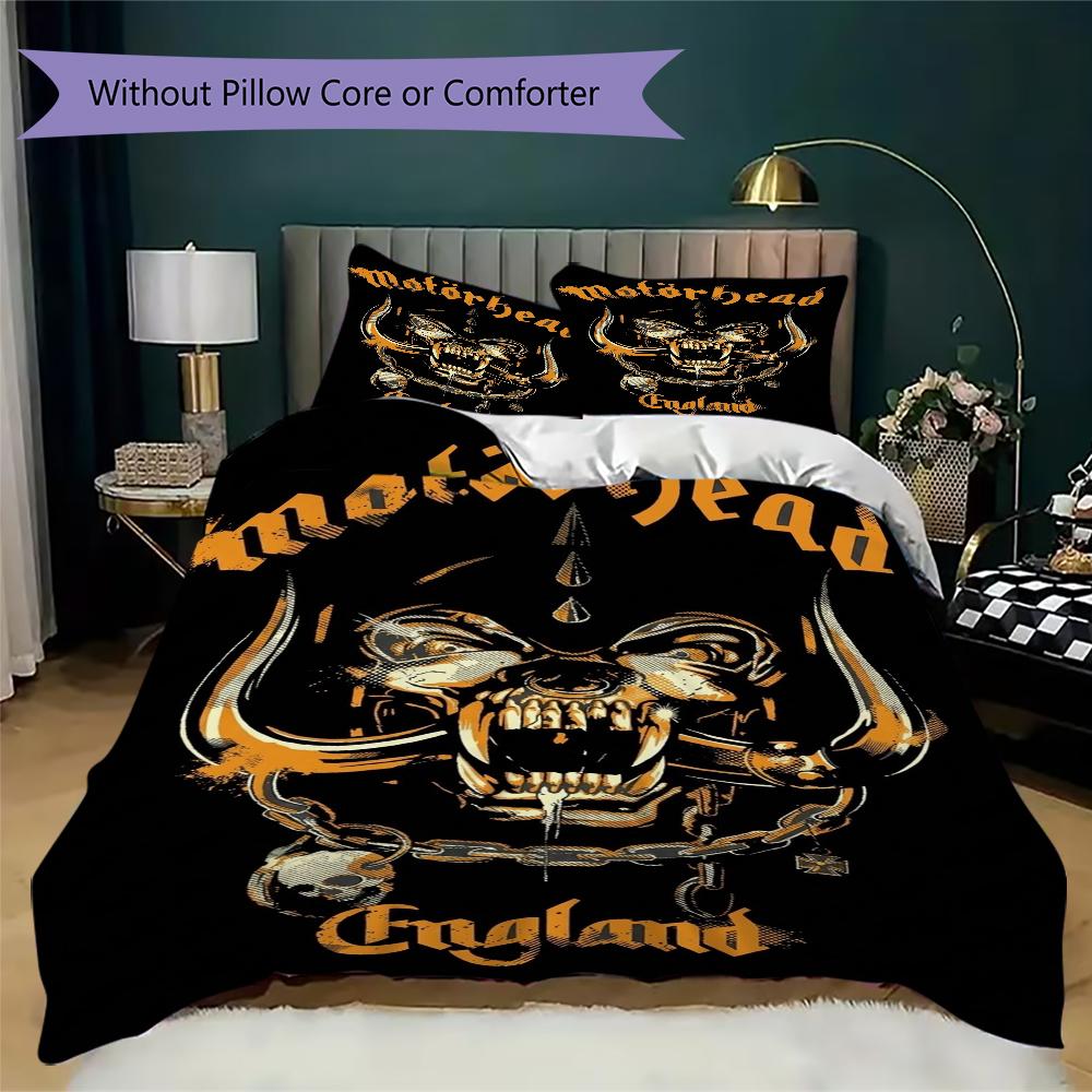 Motrhead Pattern Bedding uilt Set uilt Cover Pillowcase Home Decoration Birthday Gift (1*duvet cover + 2*pillowcase without core)