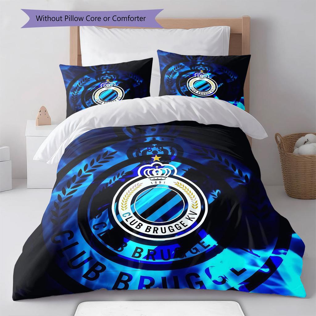 Club Brugge KV Pattern Bedding,Quilt Set Quilt Cover Pillowcase Home Birthday Gift(1 * Duvet Cover + 2 * Pillowcase, Without Core)