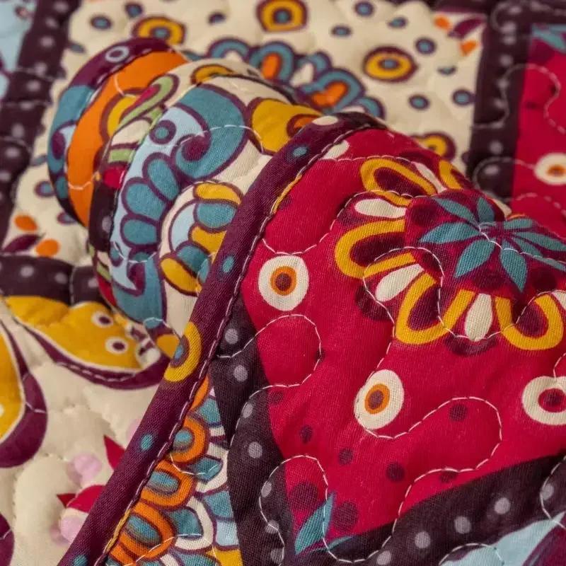 Bohemian Style Floral Pattern Sofa Mat Geometric Pattern Anti Slip Cotton Sofa Towel Living Room Settee Dust Cover Pillowcase