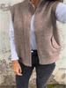 European and American Women's Autumn/Winter Stand Collar Zipper Sweater Vest - Loose Knit Casual Cardigan