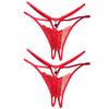 2Pcs Erotic Women Lace See Through Hollow Out Open Crotch G-String Underwear