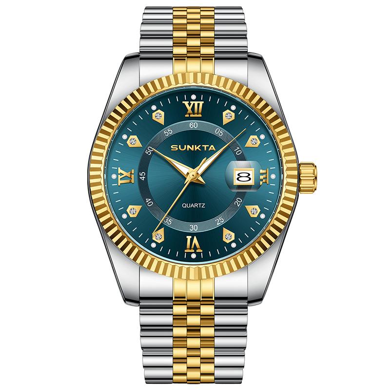 Sunkta Luxury Business Men Wristwatch Waterproof Luminous Date Military Man Watch Stainless Steel Fashion Men's Quartz Watches