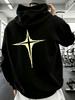 Streetwear Style Hoodie, Abstract Star Graphic Print, Gym Winter Wear, Gift for Boyfriend