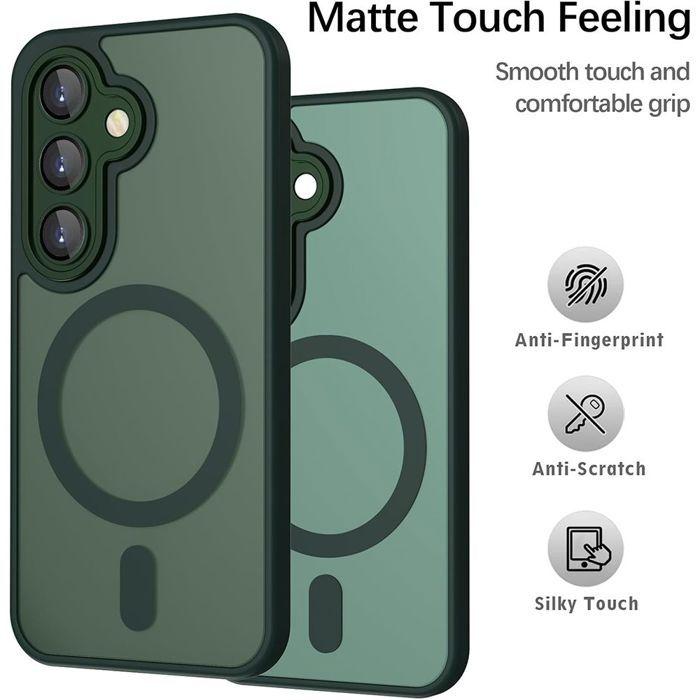 Coque Magnétique - BOOLING - pour Samsung Galaxy S26 - avec Protection Caméra - Vert Nuit - 2 Vitres