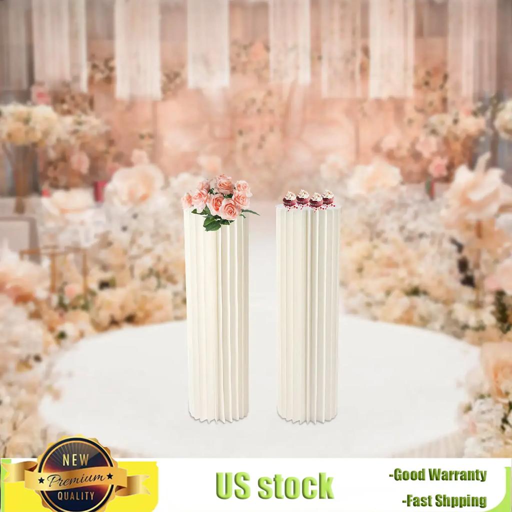 Bymaocar 2-piece 39.4in Cardboard Vase Holder with Circular Column for Wedding Party DIY Decor for Cafes,Living Rooms and Hotels
