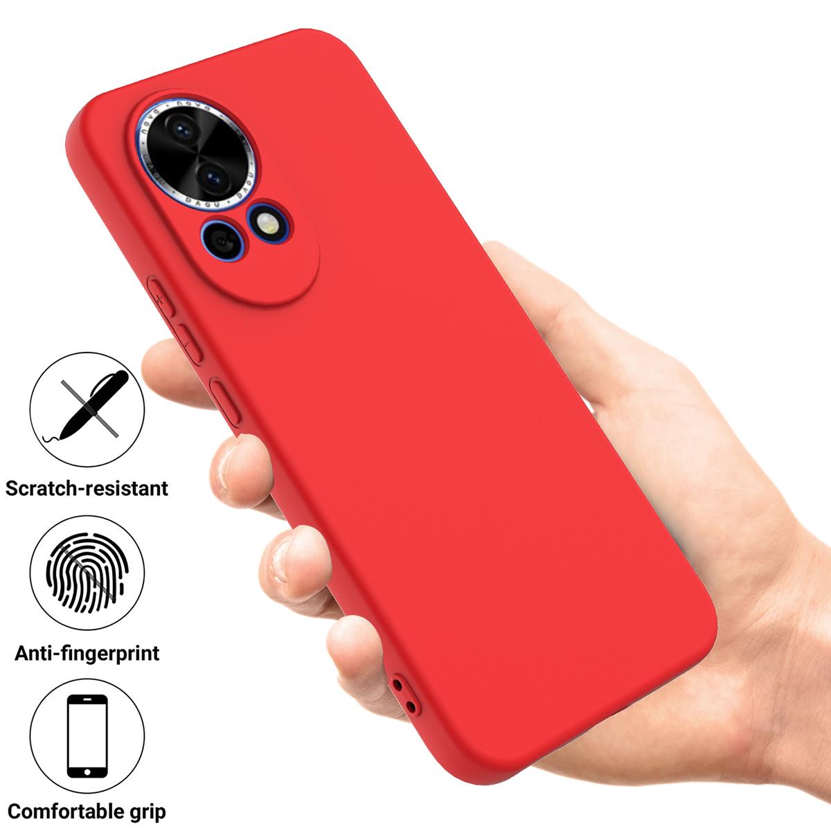 

For Huawei nova 13 5G Case Liquid Silicone Phone Back Cover with Hand Strap Red