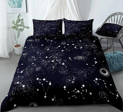 Sterne Bettwäscheset Nachthimmel Mädchen Jungen Bettbezugset Dunkelblau Heimtextilien Galaxie Bettwäsche Männer Frauen Weicher Steppdeckenbezug