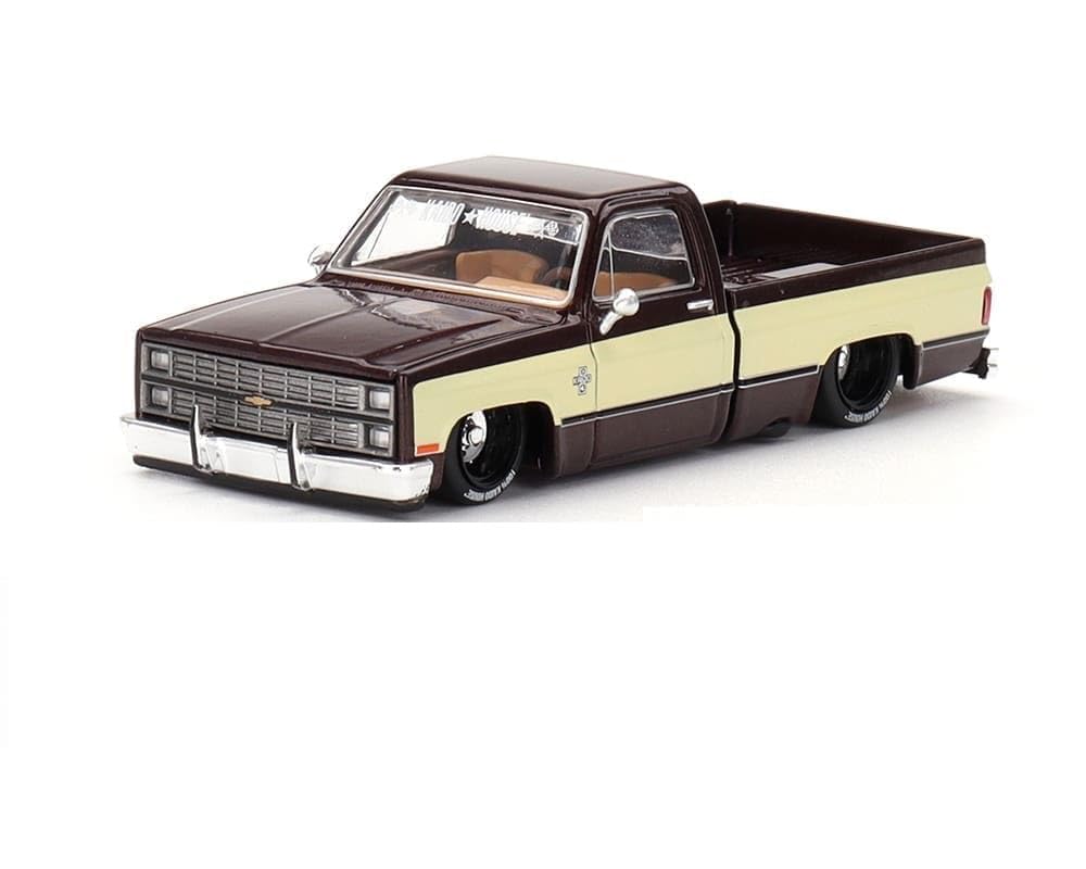 TSMMODEL Diecast Model Car Silverado Kaido Vintage Spec Two Brown Cream Diecast Toy Pickup Truck Made by Kaido House V1, Tone & 1/64 (7.6 cm) Scale,